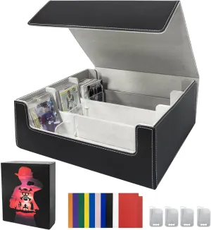 One Piece TCG Trading Card Box - 2400  Card Storage Box with 4 Supporters & 10 Colorful Dividers for One Piece Cards,Waterproof Leather Anime Deck Case Fit Toploaders Magnetic Holder