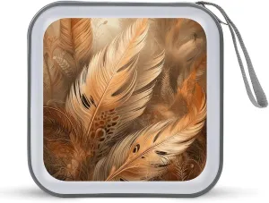 Orange Feather Shape Portable CD Case Holder,DVD Wallet Holder 40 Capacity CD Cases Storage DVD Book Binder for Car Home Travel