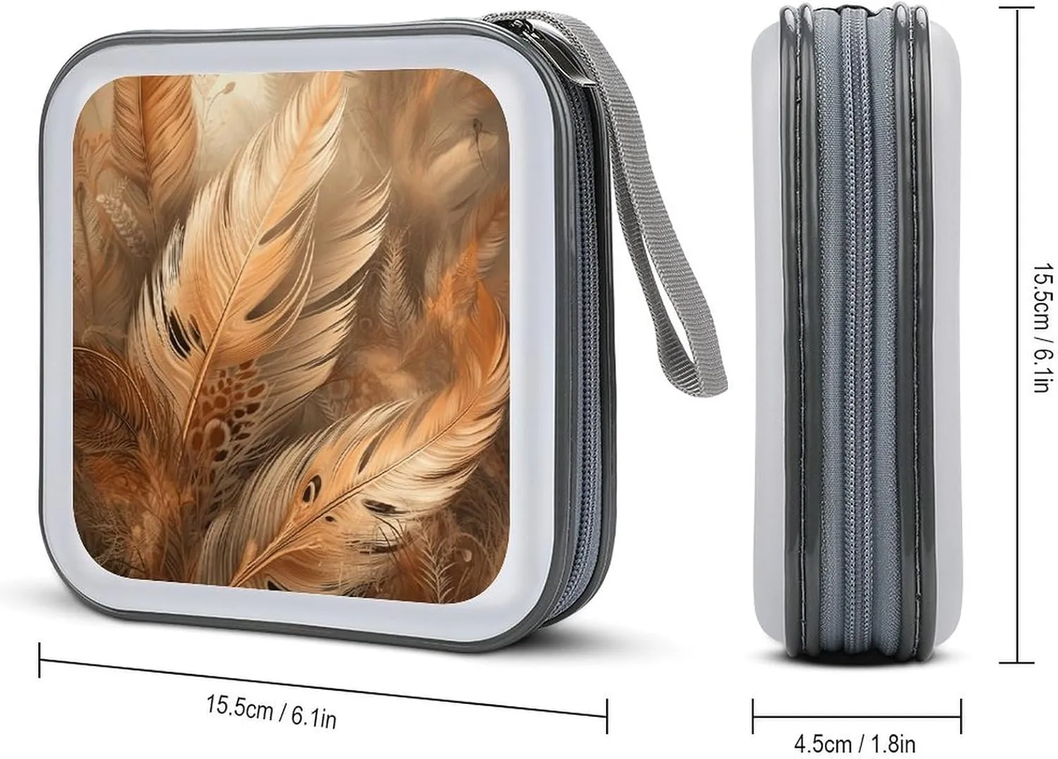 Orange Feather Shape Portable CD Case Holder,DVD Wallet Holder 40 Capacity CD Cases Storage DVD Book Binder for Car Home Travel