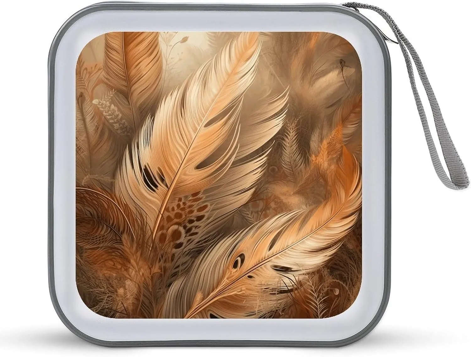 Orange Feather Shape Portable CD Case Holder,DVD Wallet Holder 40 Capacity CD Cases Storage DVD Book Binder for Car Home Travel