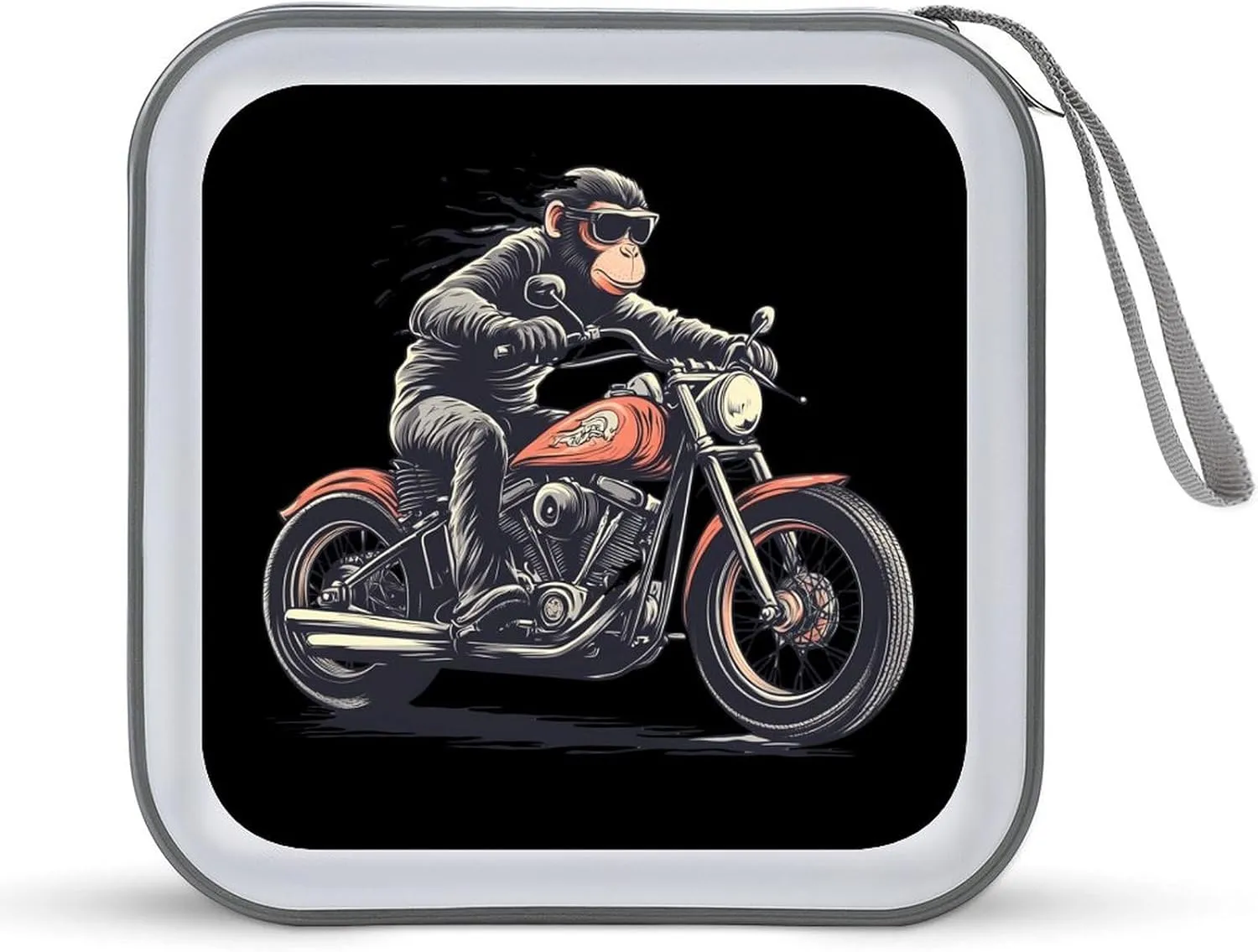 Orangutan Ape Riding Motorcycles 40 Capacity CD Case Holders Wallet Bag Plastic DVD Cases Storage Binder for Car Home Office Travel