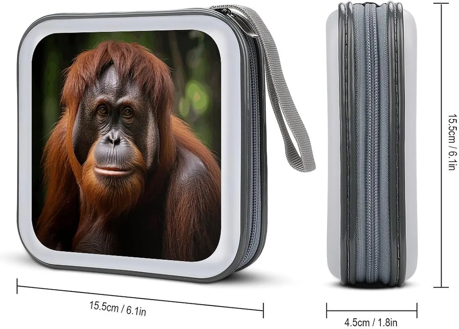 Orangutan Taking Photo Portable CD Case Holder,DVD Wallet Holder 40 Capacity CD Cases Storage DVD Book Binder for Car Home Travel