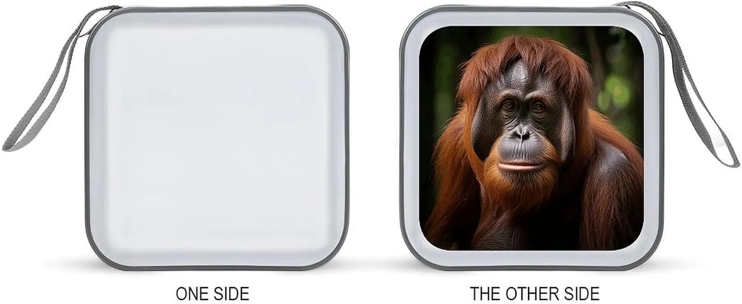 Orangutan Taking Photo Portable CD Case Holder,DVD Wallet Holder 40 Capacity CD Cases Storage DVD Book Binder for Car Home Travel