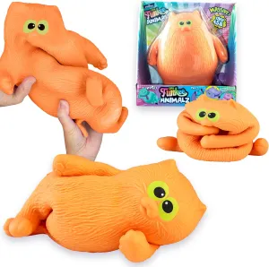ORB Funkee Animalz Cat JUMBO (Orange) - BIG 4.5 lb Stretchy Cat - Funny, Squishy, Even Squeeze for Stress Relief - Novelty Sensory and Fidget Popular Collectible Funkee Animal Toys for Kids and Adults