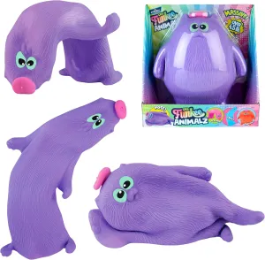ORB Funkee Animalz Jumbo Cat with Hat (Purple) - Big 4.5 lb Stretchy Cat - Funny, Squishy, Squeeze for Stress Relief - Novelty Sensory and Fidget Collectible Funkee Animals Toys for Kids and Adults