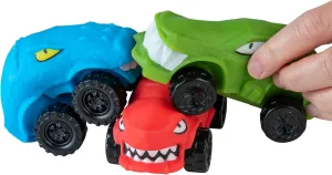ORB Funkee Stretchee Racers Assorted Expressions 3 Pack - Race, Stretch, Squish, and Even Squeeze These Cars for Stress Relief - Funny Sensory/Fidget Collectible Toys & Gifts for Kids and Adults