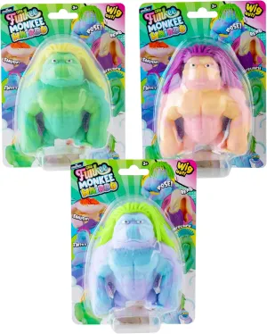 ORB MEGA Long Hairdo Funkee Monkee 3 Pack - Funny, Stretchy, Squishy Monkeys with Long Hair - Perfect to Squeeze for Stress Relief - Original Sensory/Fidget Collectible Toys for Kids and Adults
