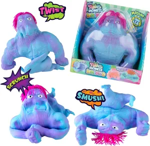 ORB Original Jumbo Hairdo Funkee Monkee (Blue/Purple) – Big 4.5 lb Stretchy Monkey with Hair - Funny, Squishy, Perfect to Squeeze for Stress Relief! Collectible Sensory Fidget Toy for Kids and Adults