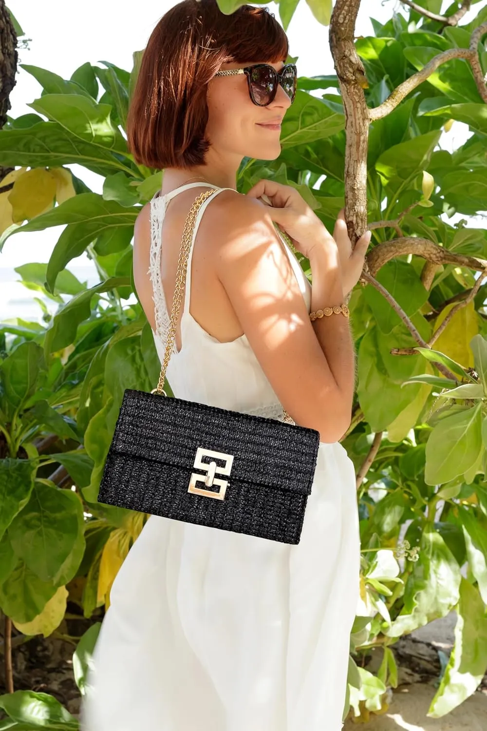 Oriamour Straw Purse Clutch Purse For Women Boho Crossbody Bags for Women Raffia Straw Bag Woven Beach Handbag For Summer