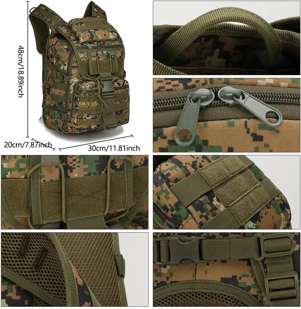 Outdoor Tactical Backpack Military Molle Bag Hiking Daypacks for Camping Trekking Hunting Traveling Motorcycle (ACU Color)
