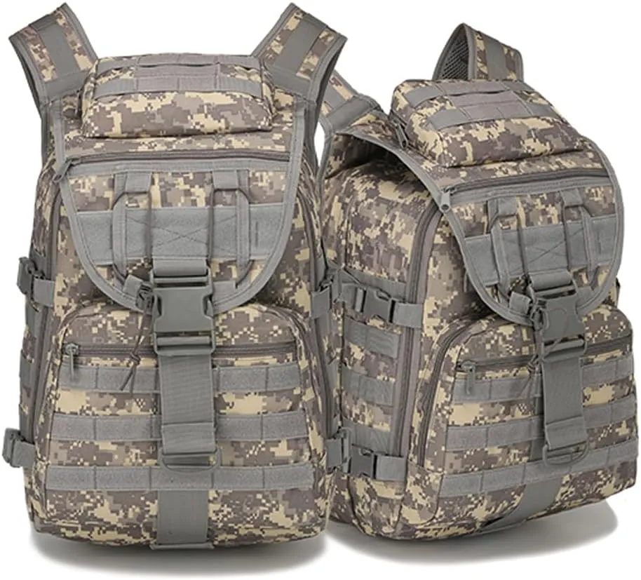 Outdoor Tactical Backpack Military Molle Bag Hiking Daypacks for Camping Trekking Hunting Traveling Motorcycle (ACU Color)