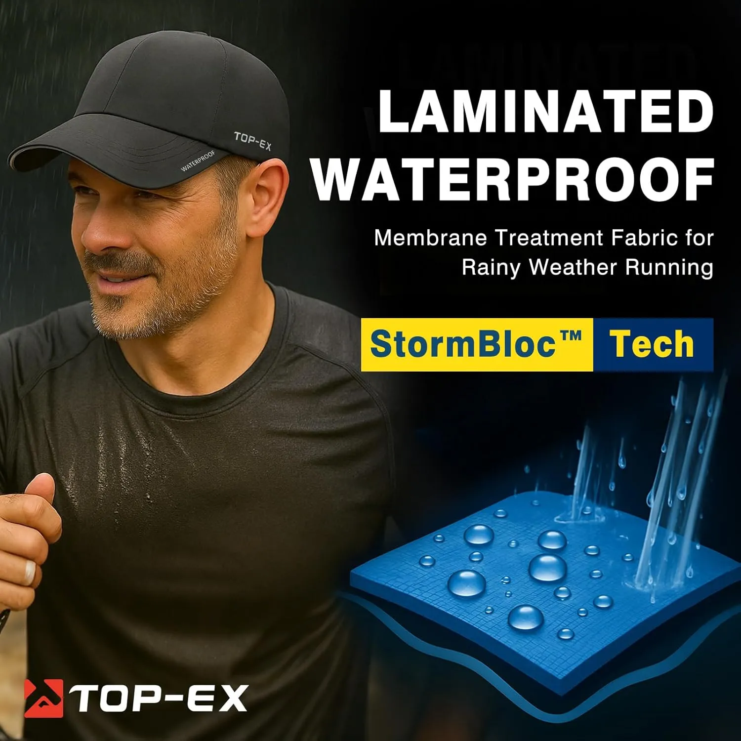 Oversized XL XXL Waterproof All Weather Performance Running Cap Recycled Unstructured Baseball Hat Urban Storm