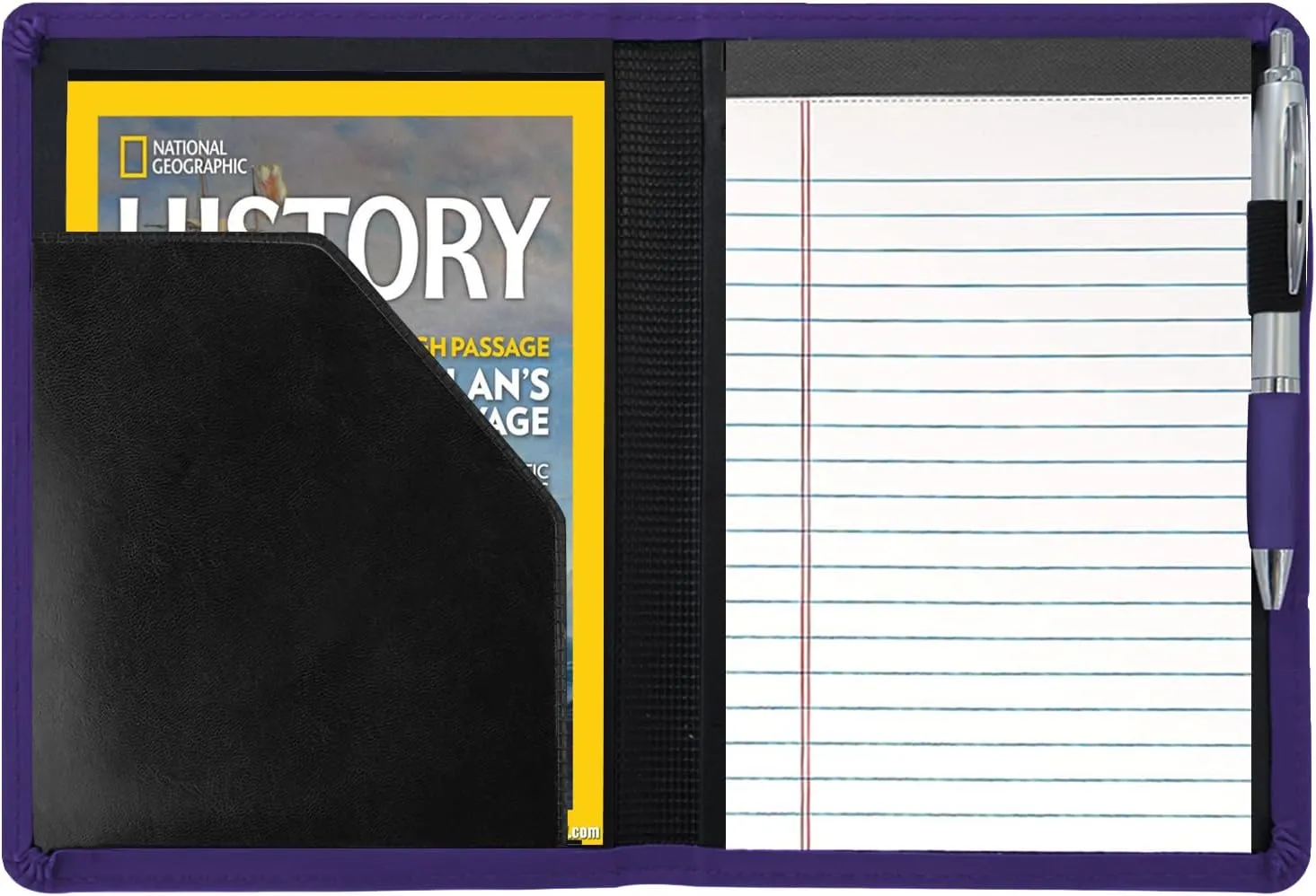 Padfolio/Portfolio Binder, Mini Padfolio Portfolio Binder 5 x 8 Legal Writing Pad, A5 Document Organizer Folder for Men Women, Dark Purple