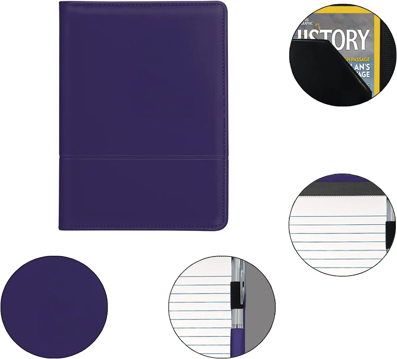 Padfolio/Portfolio Binder, Mini Padfolio Portfolio Binder 5 x 8 Legal Writing Pad, A5 Document Organizer Folder for Men Women, Dark Purple