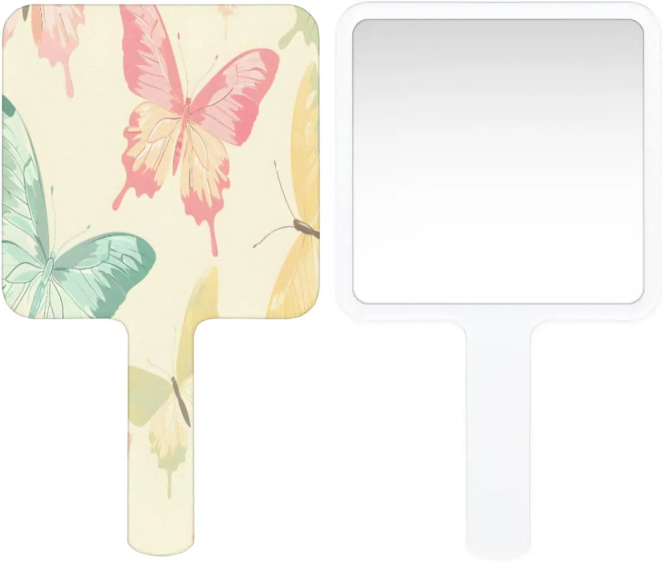 Pardick Compact Square Handheld Travel Mirror - 6.2x3.6 Inches, Ultra-Portable & Crystal-Clear, Cute Stuff for Women, Delicate Butterfly Makeup Mirror