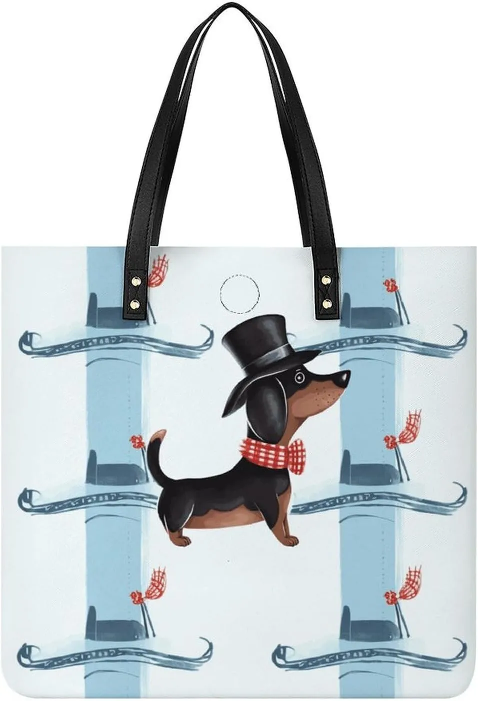 Parisian Dachshund Leather Tote Handbag Top Handle Ladies Shoulder Bags Large Travel Messenger Gym Totes Work Bags Tote Bag for Women