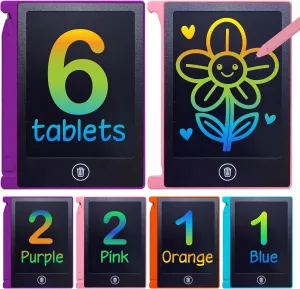 Party Favor Mini LCD Writing Tablet for Kids, 6 Pack – 4.5 Inch Mini Drawing Board. Fun and Educational for Kids That Sketch and Doodle. Perfect Goodie Bag and Gift Bag Filler, School Prize Or Gift