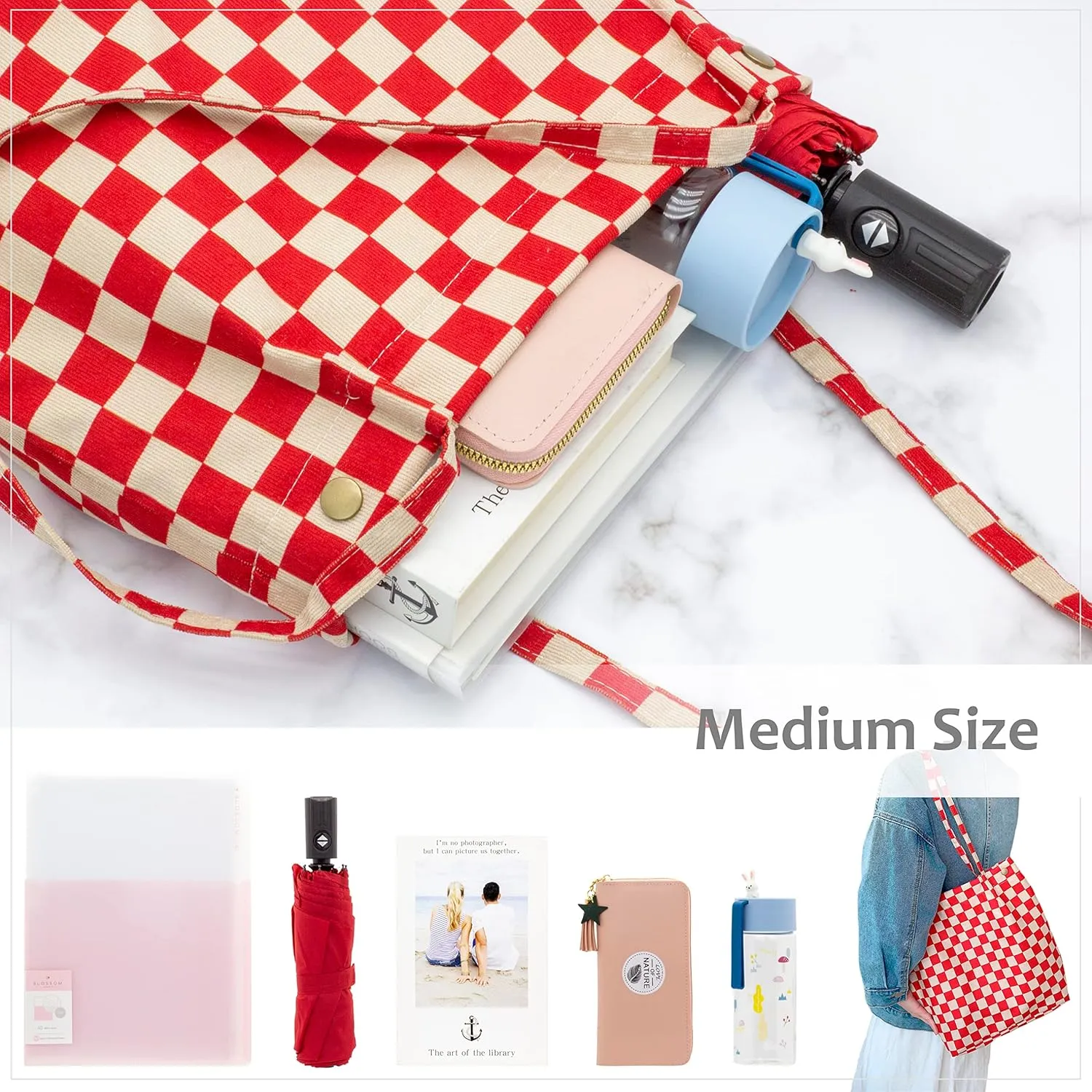 PAZIMIIK Corduroy Tote Bags for Women Travel Reusable Grocery Shopping Shoulder Go-to Everyday Bag for Work