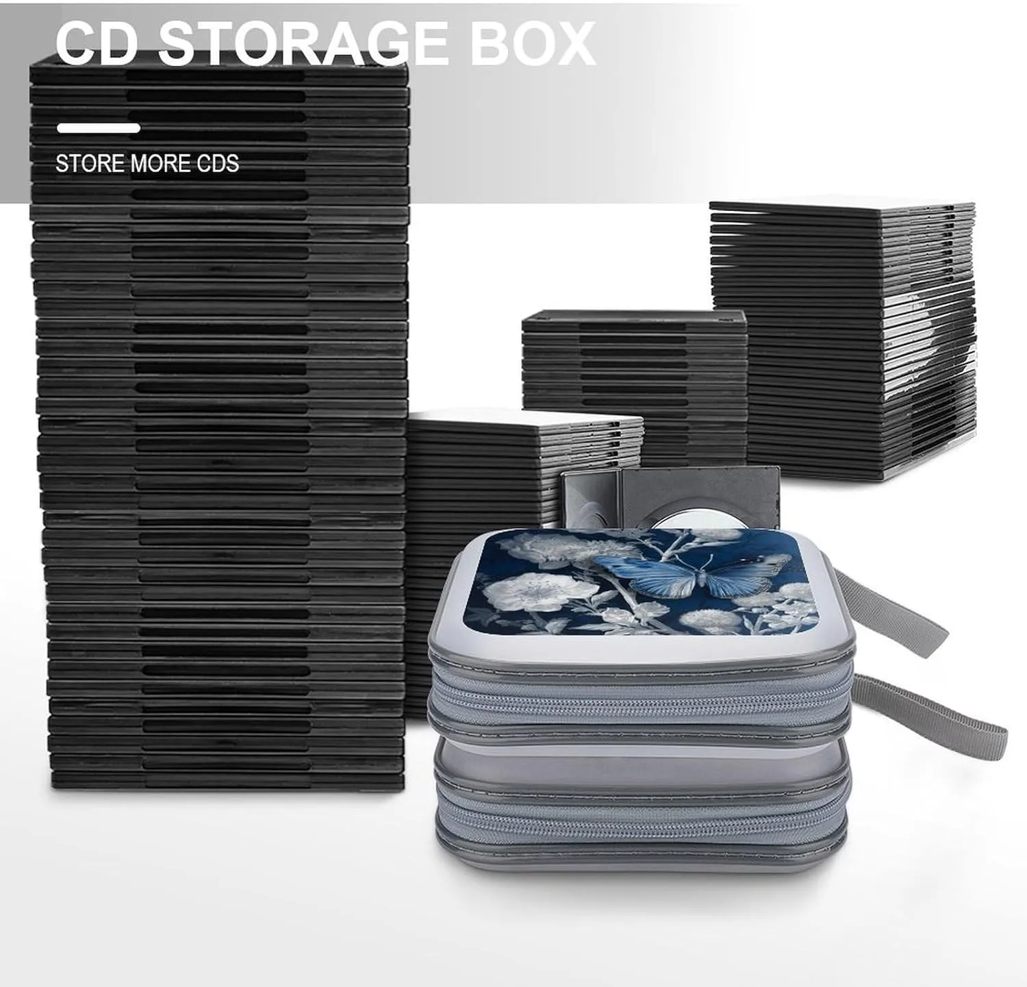 Peaceful Countryside Portable CD Case Holder,DVD Wallet Holder 40 Capacity CD Cases Storage DVD Book Binder for Car Home Travel