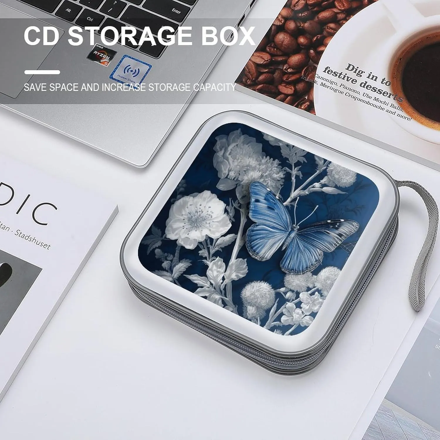 Peaceful Countryside Portable CD Case Holder,DVD Wallet Holder 40 Capacity CD Cases Storage DVD Book Binder for Car Home Travel