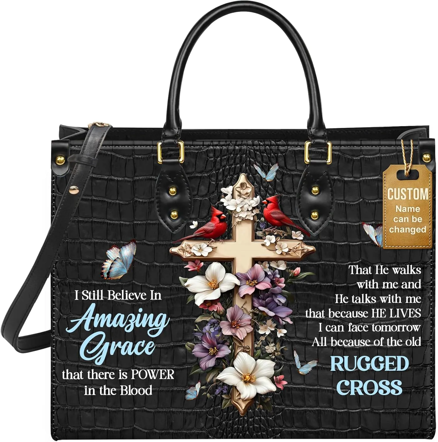 Personalized Leather Handbag for Women, Custom Name Church Bag, Christian Gifts, Mother Day's Gift for God Lovers