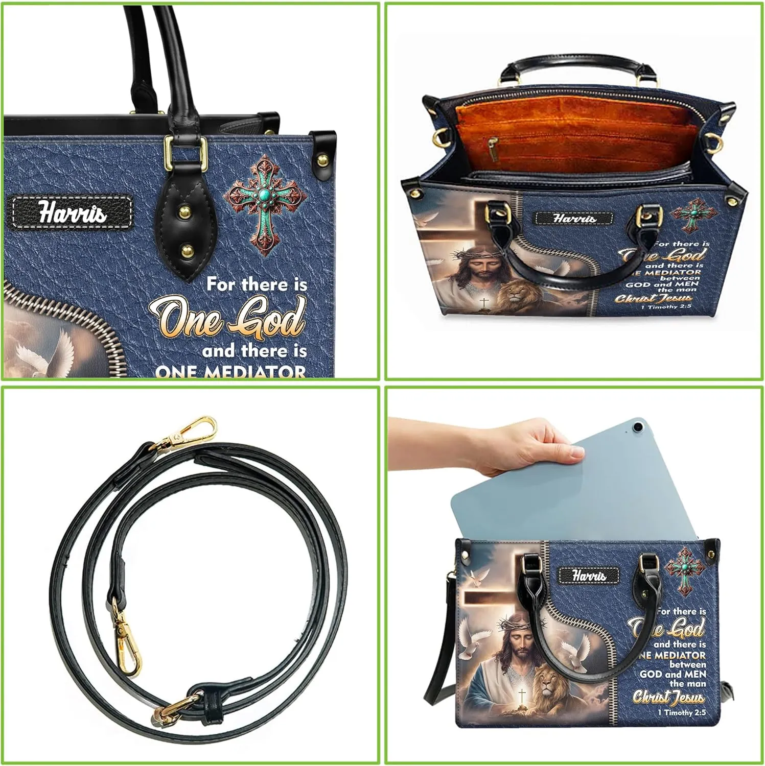 Personalized Leather Handbags with Name & Zipper – Perfect Christian Purses for Women | Ideal Mother's Day Gifts