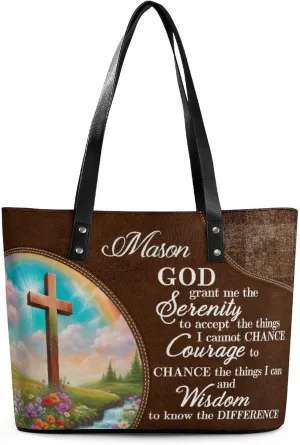 Personalized Leather Single Shoulder Bag Custom Name Handbag Inspirational Bags Gift For Women Christian Birthday
