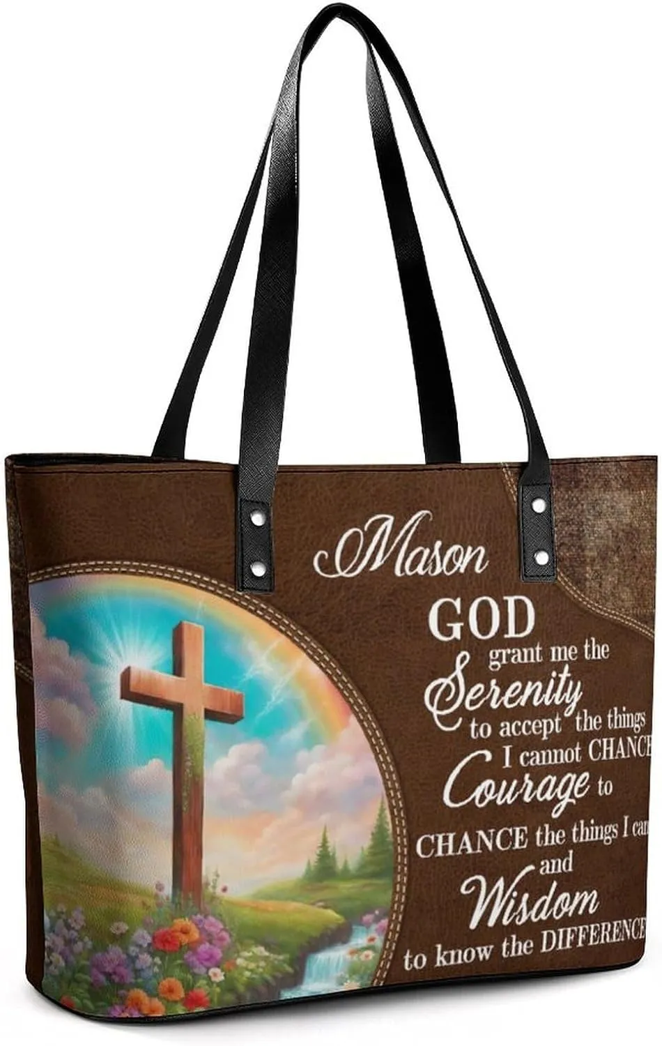 Personalized Leather Single Shoulder Bag Custom Name Handbag Inspirational Bags Gift For Women Christian Birthday