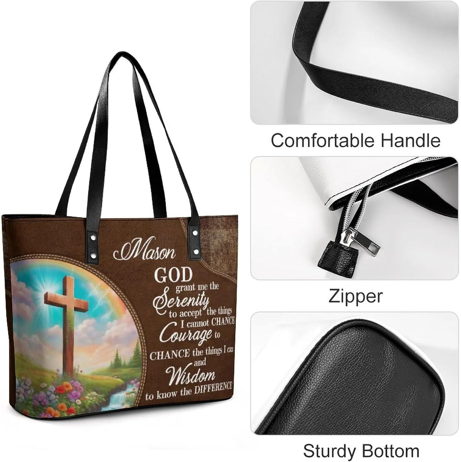 Personalized Leather Single Shoulder Bag Custom Name Handbag Inspirational Bags Gift For Women Christian Birthday