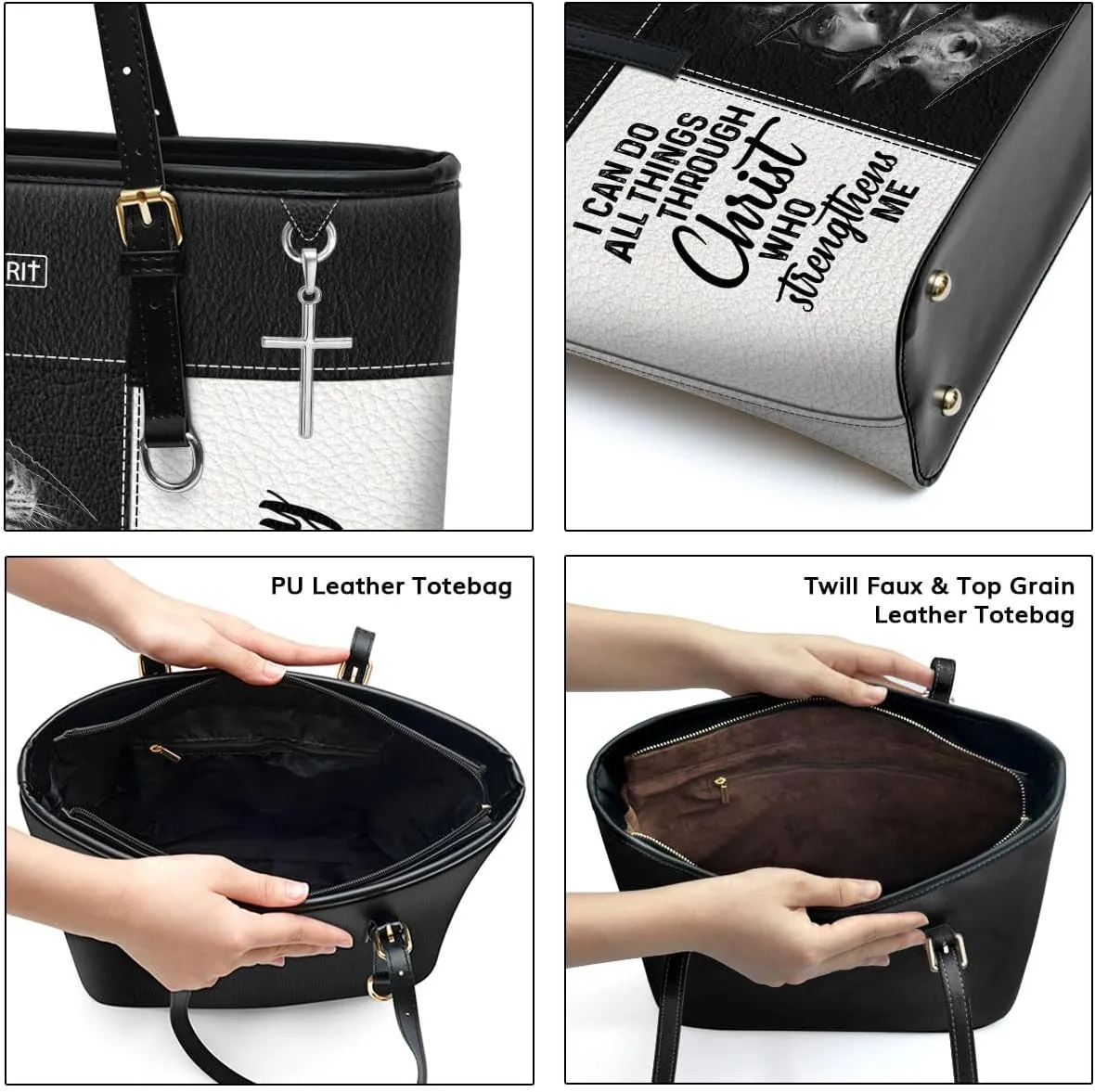 Personalized Leather Tote Bags For Women - Christmas Gifts For Women - Christian Gifts