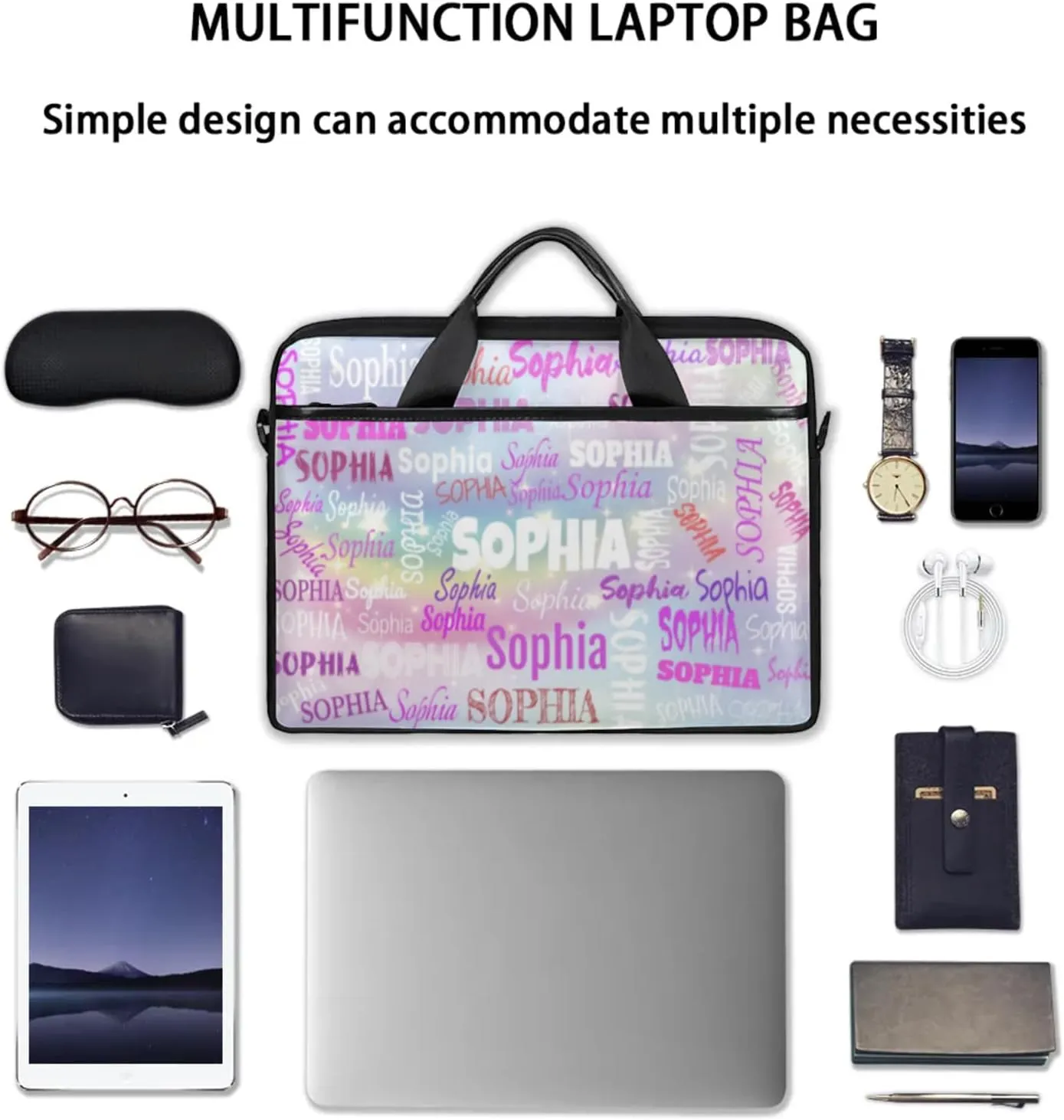 Personalized Name Laptop Bags, Custom Text Laptop Case Shoulder Bag, Computer Bags