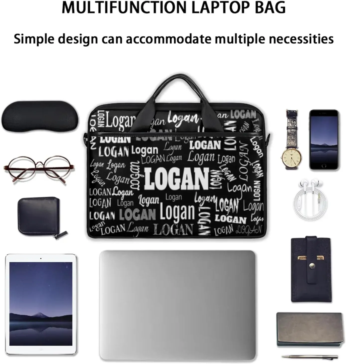 Personalized Name Laptop Bags, Custom Text Laptop Case Shoulder Bag, Computer Bags