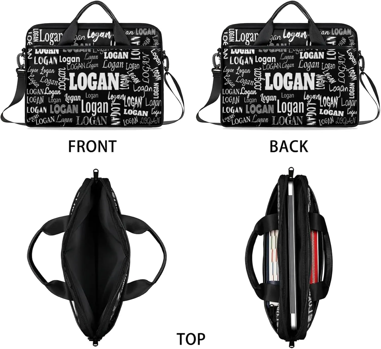 Personalized Name Laptop Bags, Custom Text Laptop Case Shoulder Bag, Computer Bags