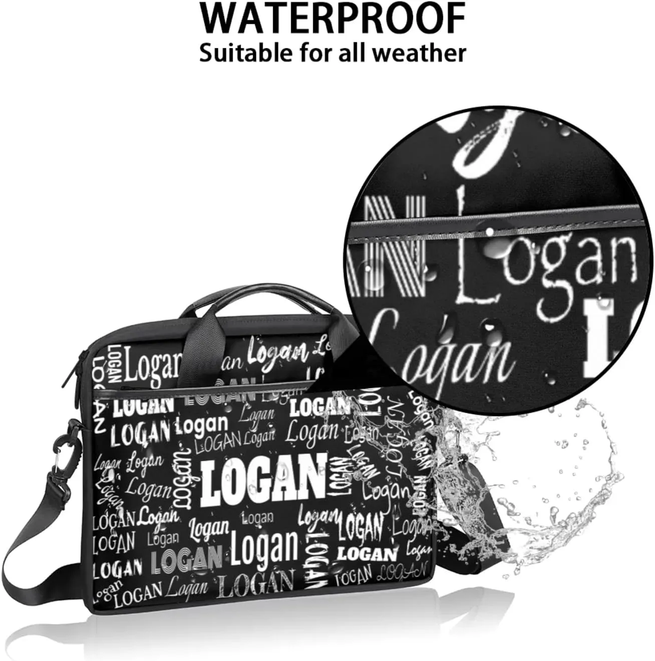Personalized Name Laptop Bags, Custom Text Laptop Case Shoulder Bag, Computer Bags