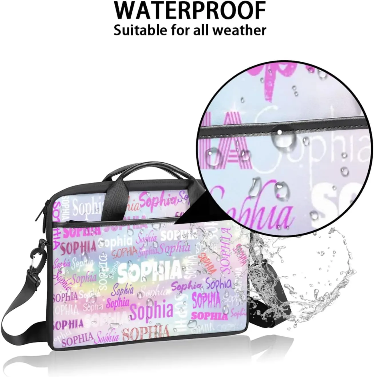 Personalized Name Laptop Bags, Custom Text Laptop Case Shoulder Bag, Computer Bags
