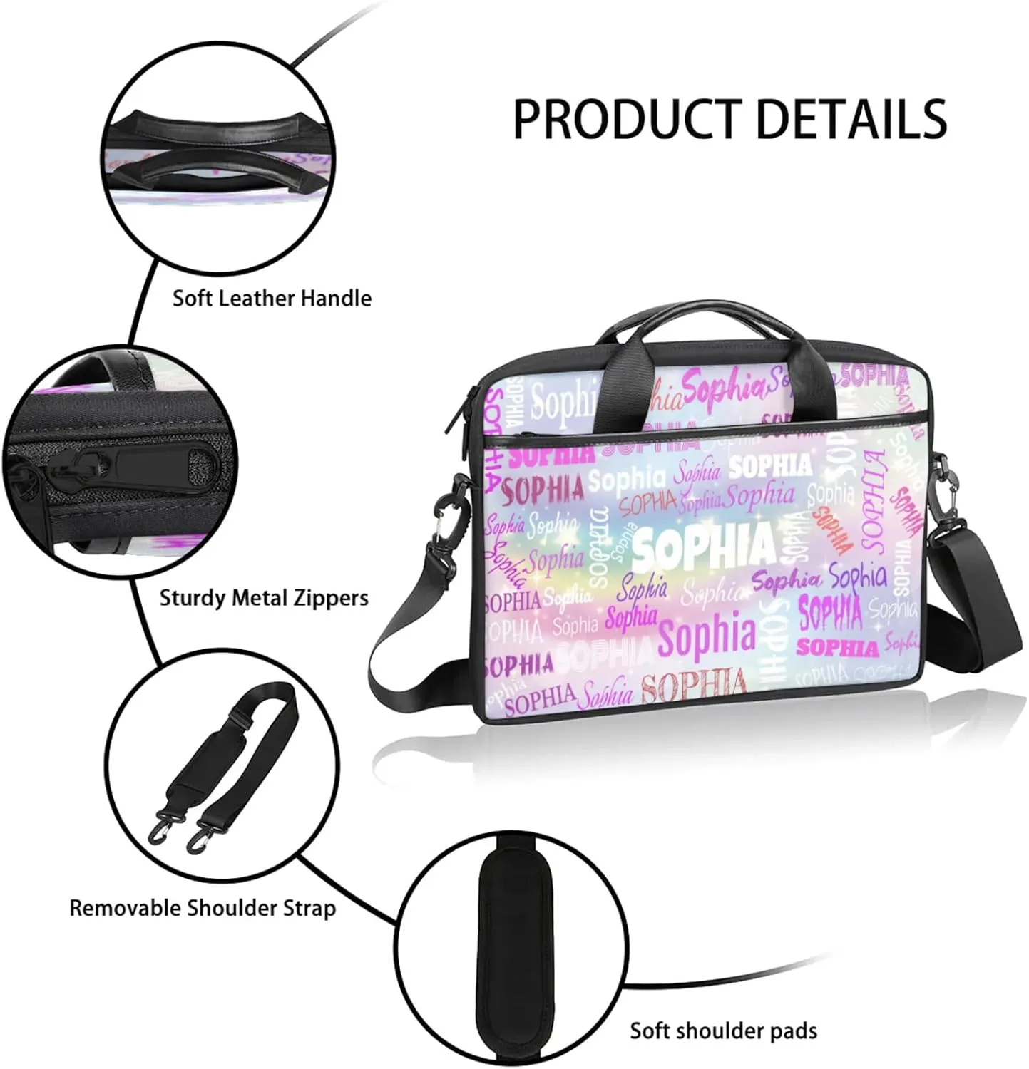 Personalized Name Laptop Bags, Custom Text Laptop Case Shoulder Bag, Computer Bags