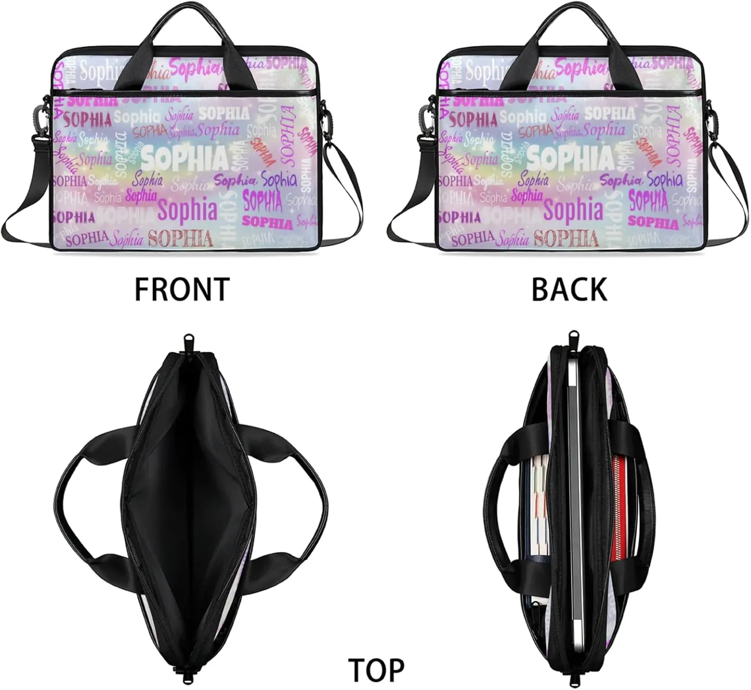 Personalized Name Laptop Bags, Custom Text Laptop Case Shoulder Bag, Computer Bags