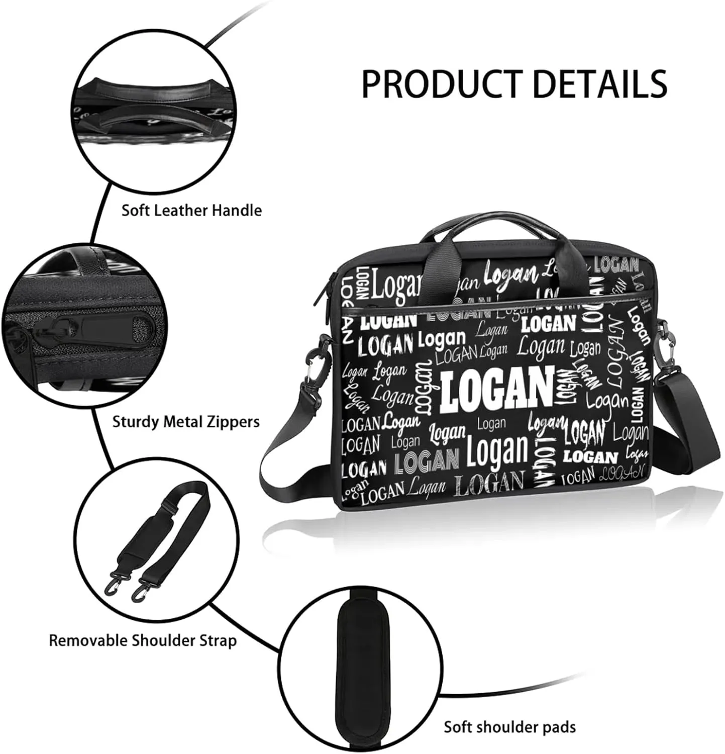 Personalized Name Laptop Bags, Custom Text Laptop Case Shoulder Bag, Computer Bags