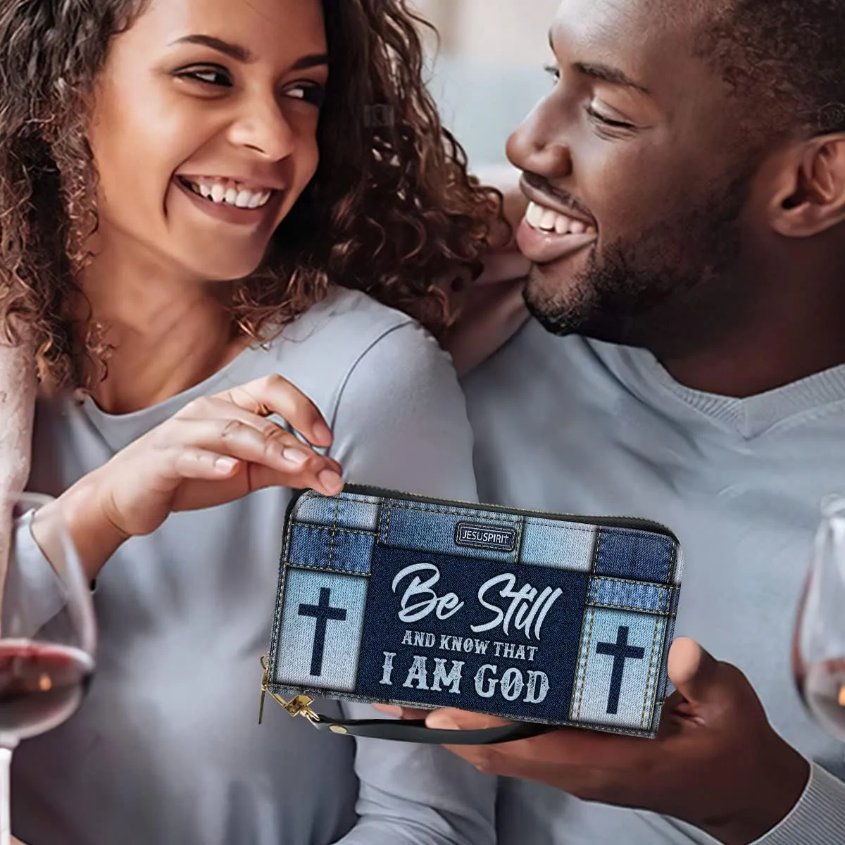 Personalized PU Leather Bible Purse For Women - Be Still Wristlet Wallets - Christian Gifts For Church Ladies - Custom Religious Bible Fossil Wallets