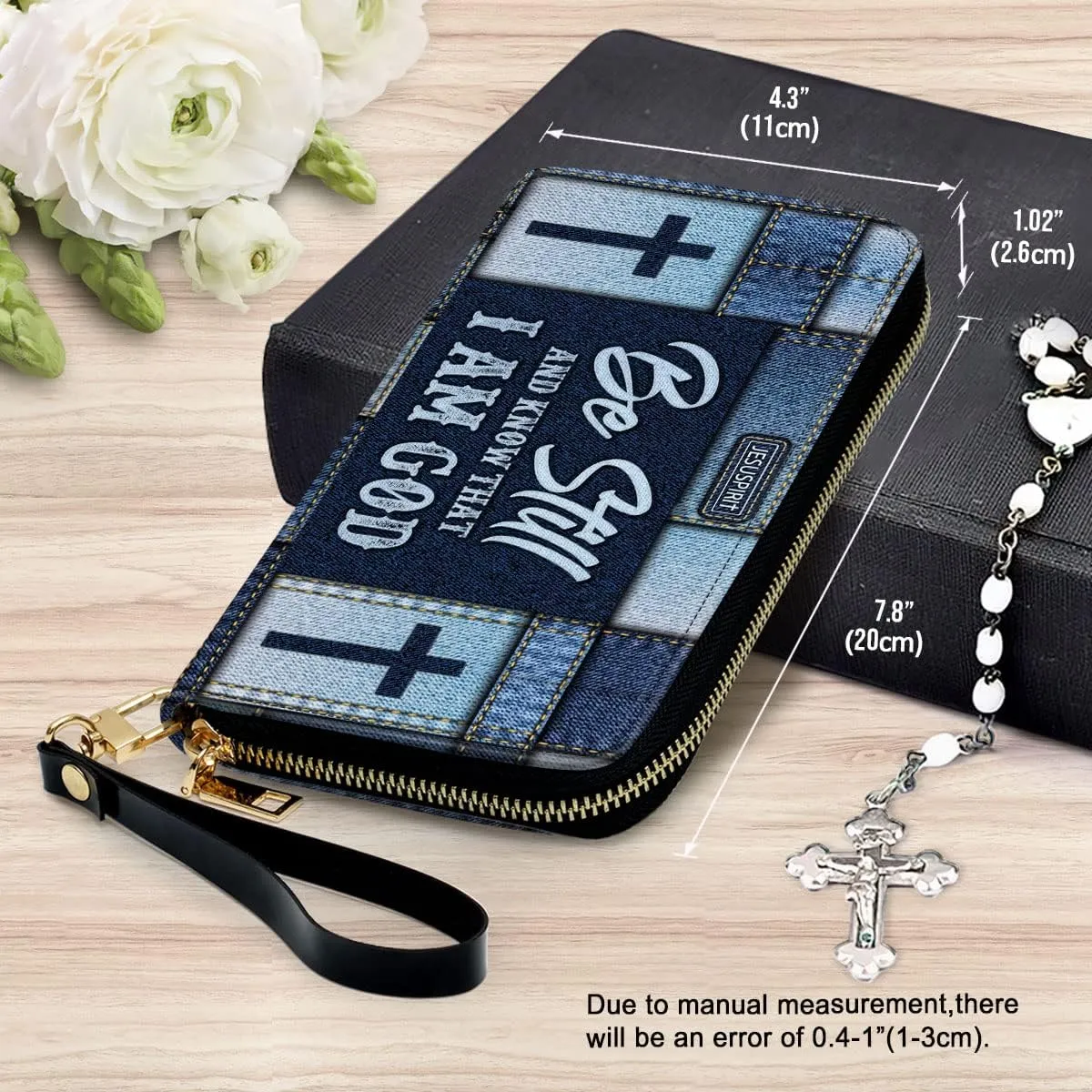 Personalized PU Leather Bible Purse For Women - Be Still Wristlet Wallets - Christian Gifts For Church Ladies - Custom Religious Bible Fossil Wallets