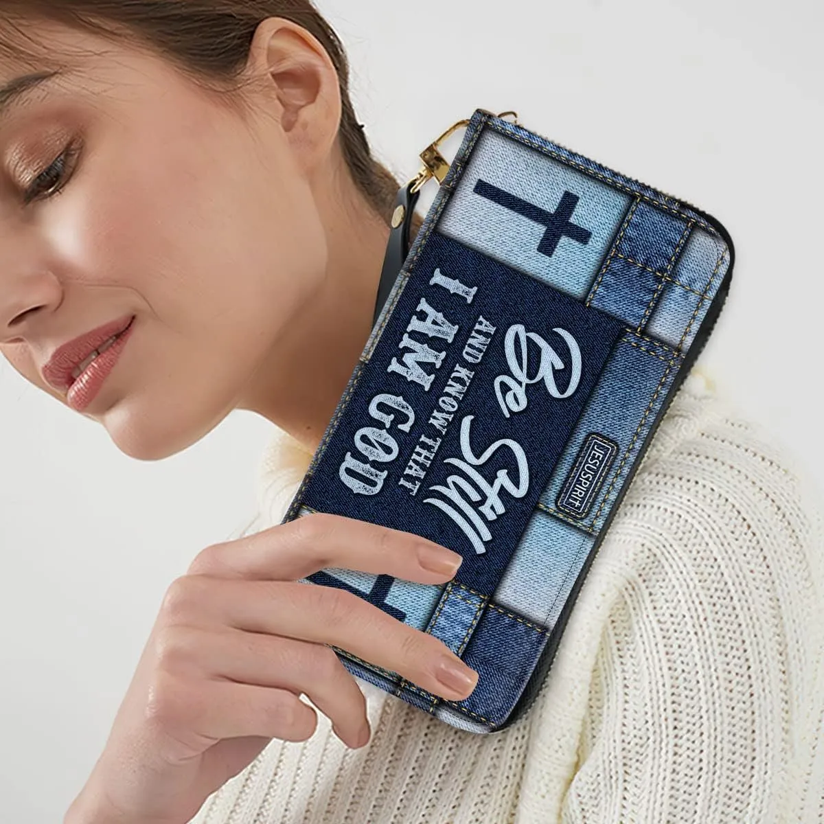 Personalized PU Leather Bible Purse For Women - Be Still Wristlet Wallets - Christian Gifts For Church Ladies - Custom Religious Bible Fossil Wallets