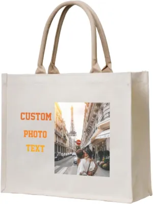 Personalized Tote Bag with Photo or Text,Personalized Custom Canvas Tote,Personalized Gift Tote Bag for Women