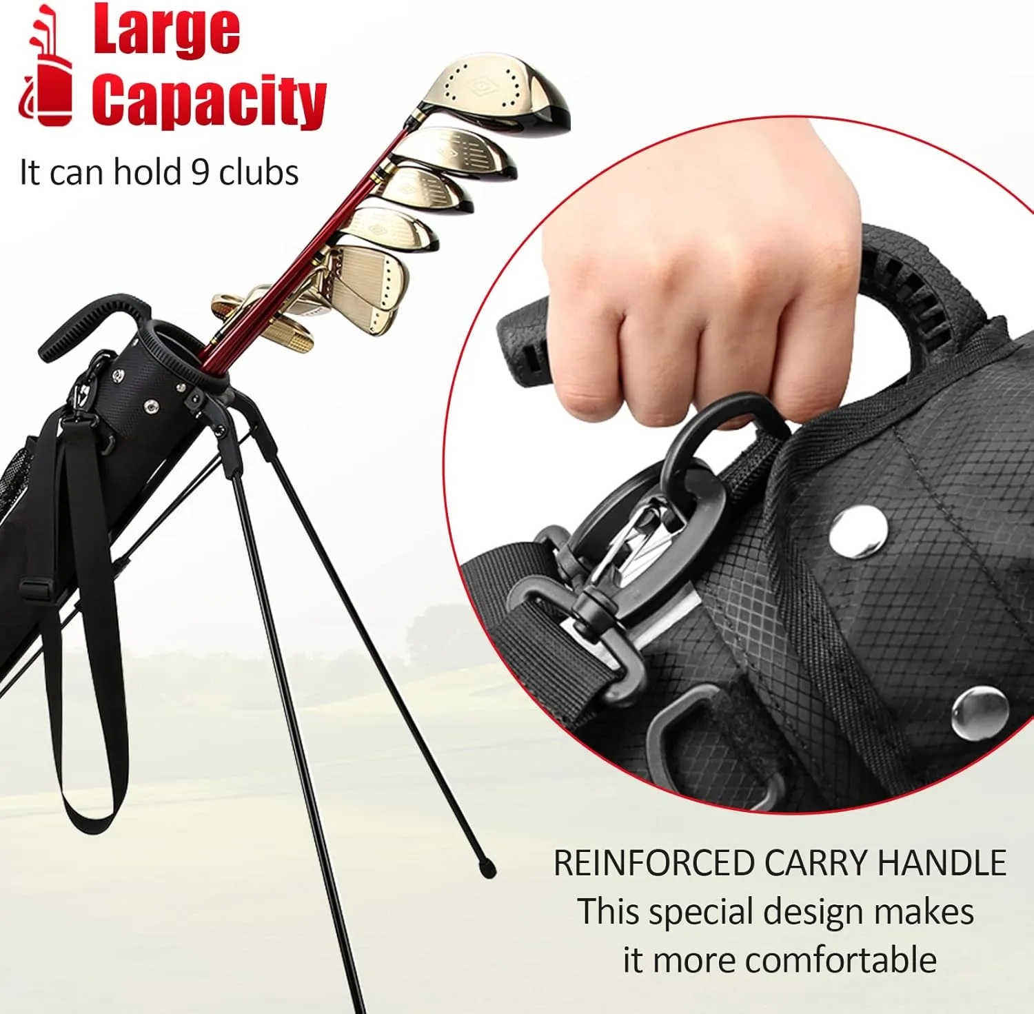 PGM Sunday Bags - Lightweight Golf Bag with Strap, Stand, Easy to Carry - Durable Pitch Putt Bag for Short Courses