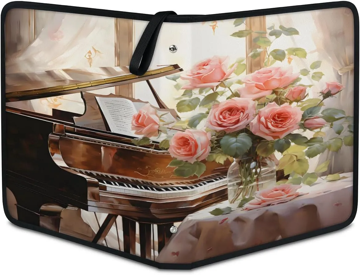 Piano Roses 3 Ring Trading Zipper Binder Strap, Trading Card Binder 9 Pocket, 900 Pockets Card Holder with 50 Removable Sleeves for Game Cards