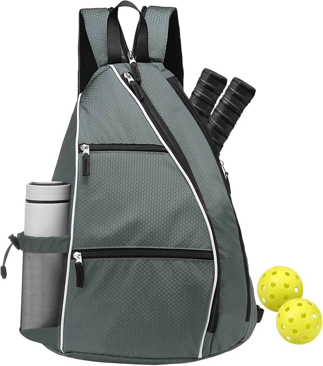 Pickleball Sling Bags 32L Convertible Reversible Paddle Rackets Bag Lightweight Casual Pack for Men Women Ladies (Grey)