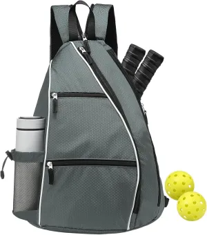 Pickleball Sling Bags 32L Convertible Reversible Paddle Rackets Bag Lightweight Casual Pack for Men Women Ladies (Grey)