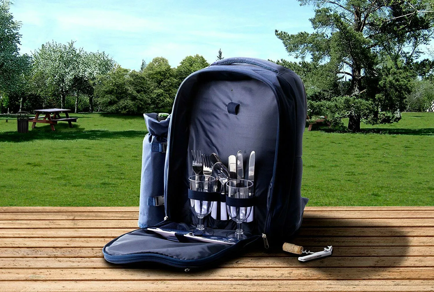 Picnic Basket Backpack Cooler - Insulated Lunch Tote Bag & Dinnerware
