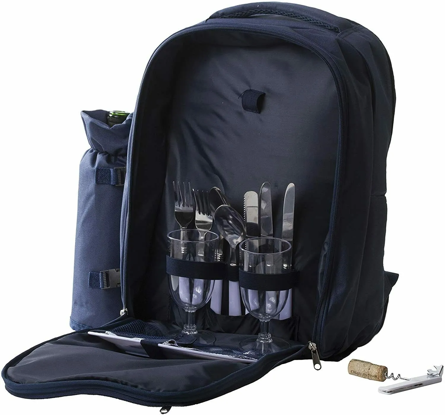 Picnic Basket Backpack Cooler - Insulated Lunch Tote Bag & Dinnerware