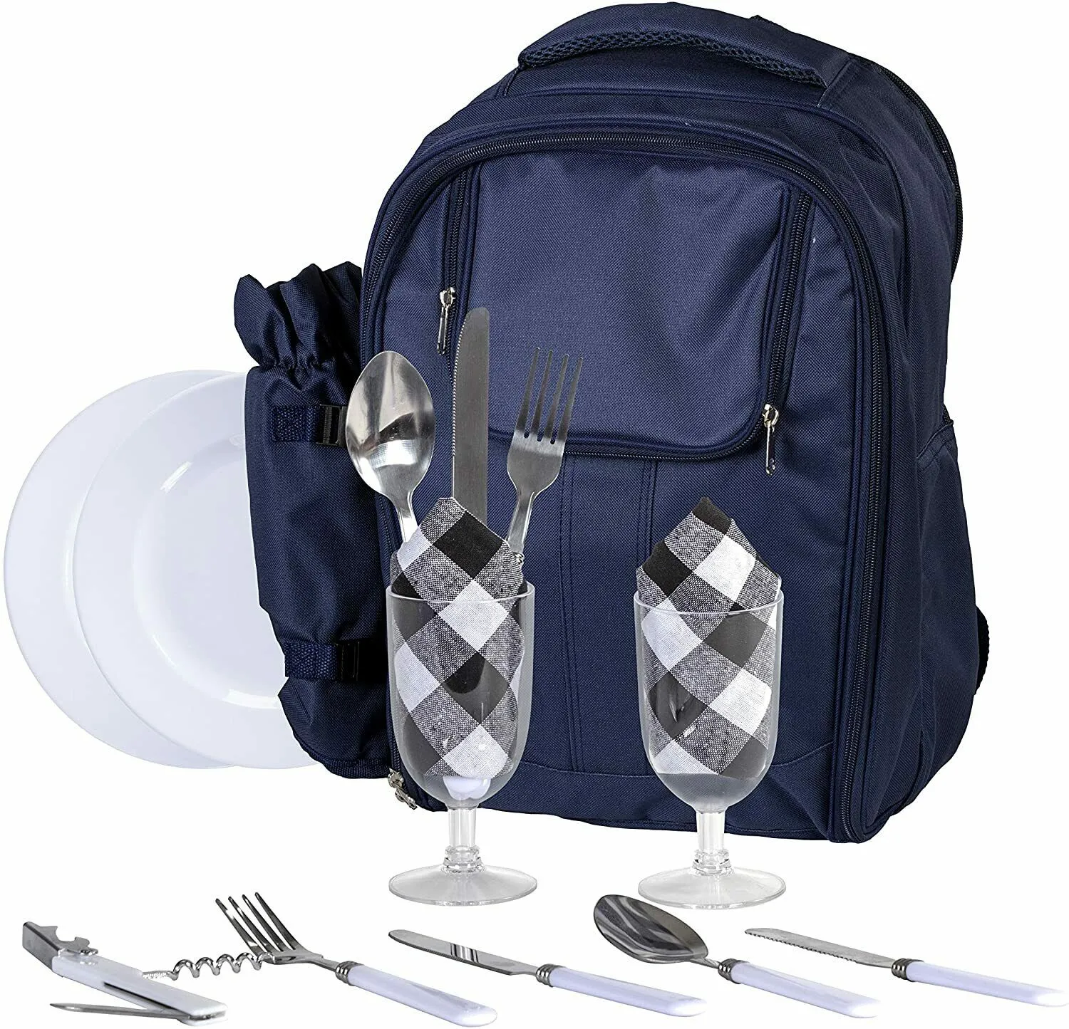 Picnic Basket Backpack Cooler - Insulated Lunch Tote Bag & Dinnerware