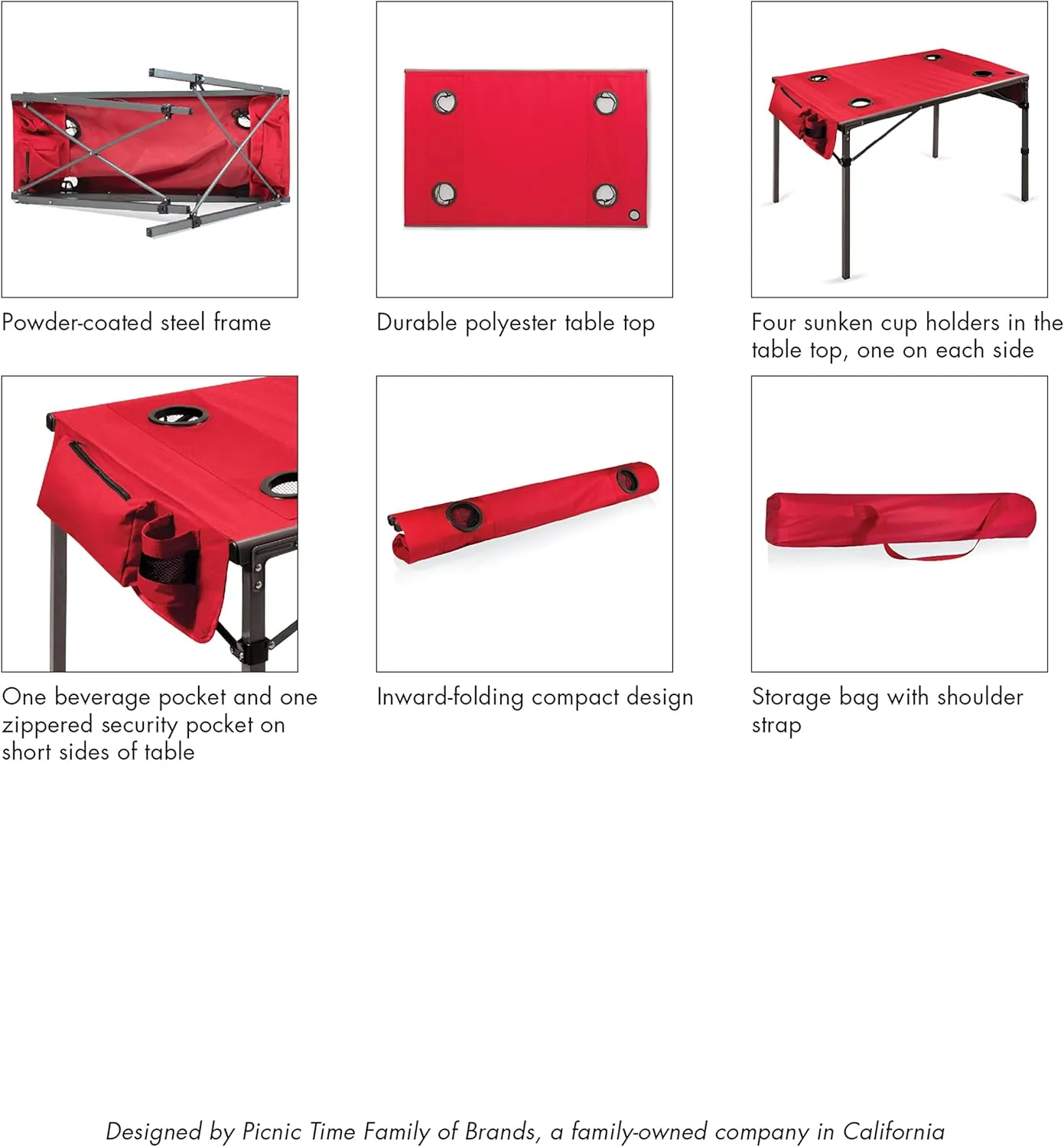 PICNIC TIME NCAA Unisex-Adult NCAA Travel Table Portable Folding Table, Camping Table, Outdoor Table with Carry Bag